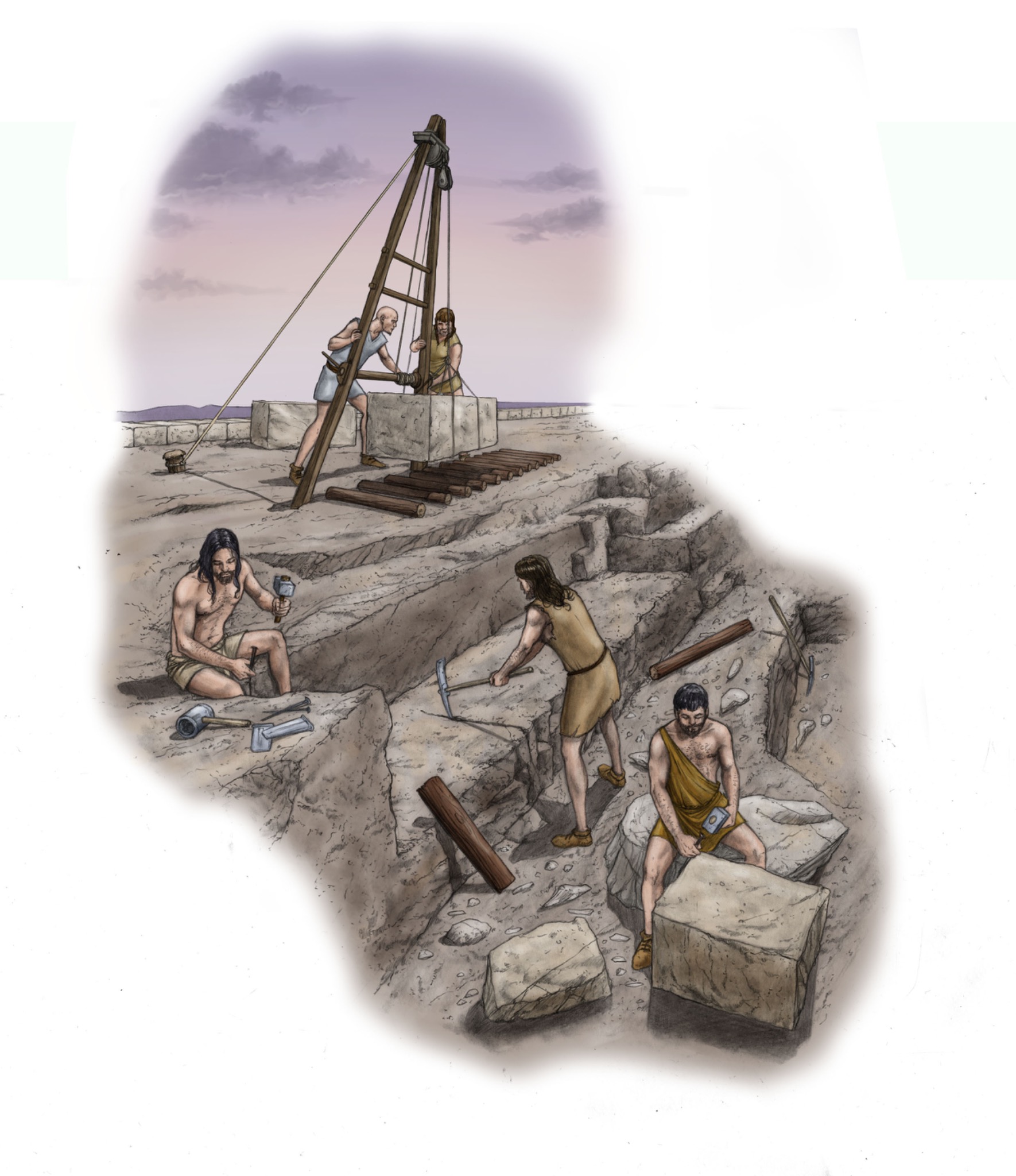 Illustrazione ricostruttiva delle attività di cava