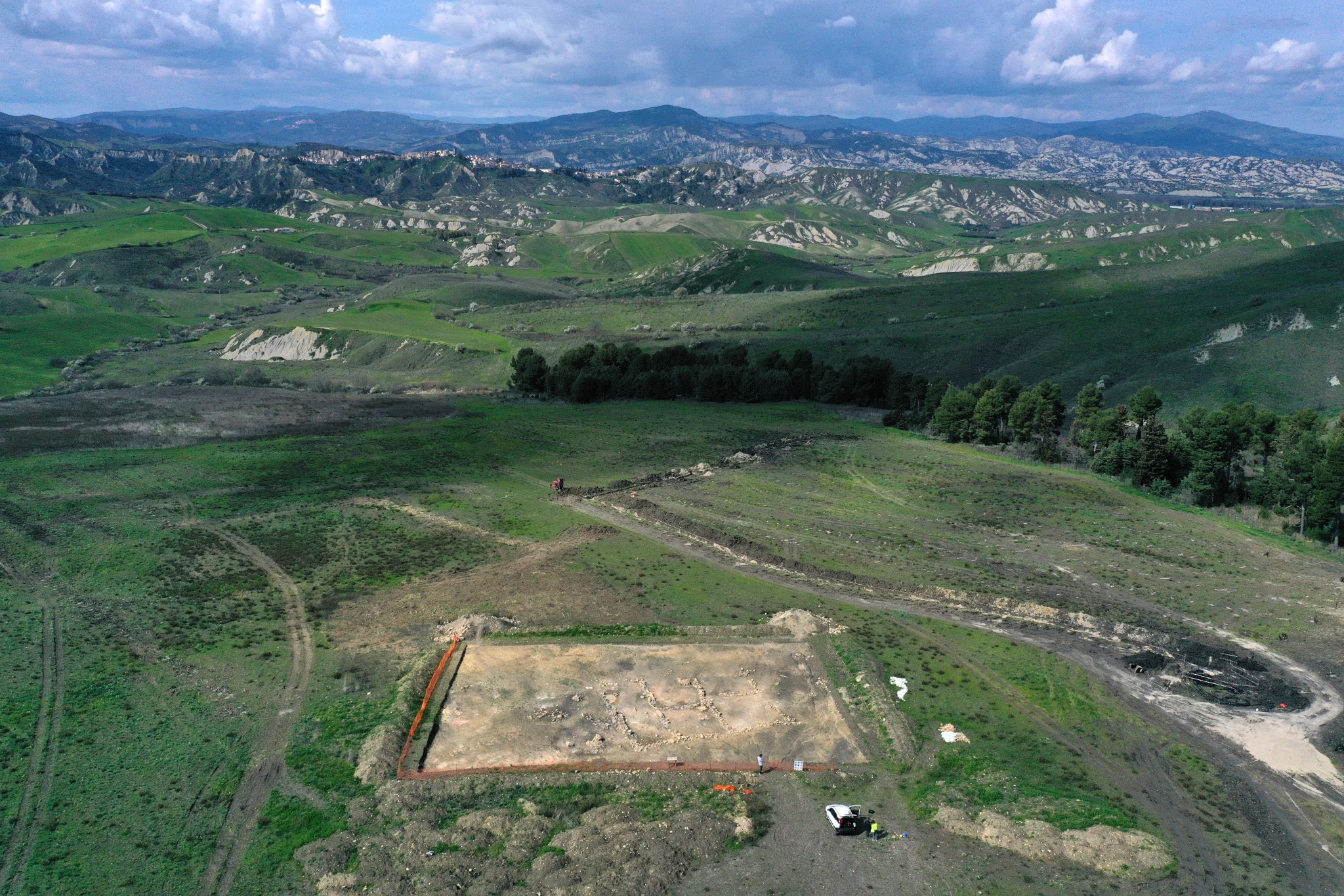 Paesaggio e area di scavo archeologico